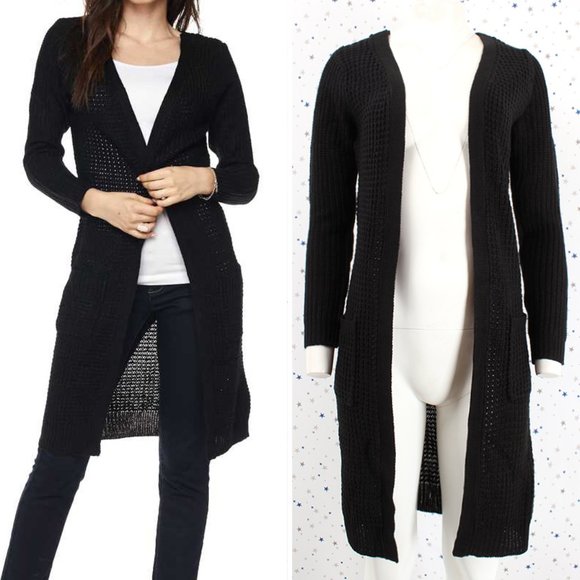 waffle knit duster cardigan